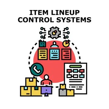 Item lineup control systems concept vector illustration Stock Illustration