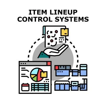 Item lineup control systems managing product distribution Stock Illustration