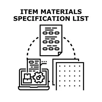 Item materials specification list management concept Stock Illustration