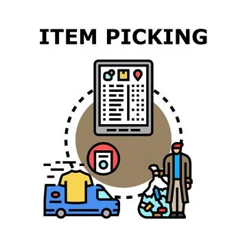 Item picking process for online delivery service Illustrazione stock