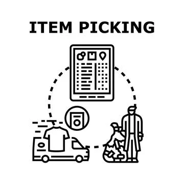 Item picking process for online delivery service 库存插图