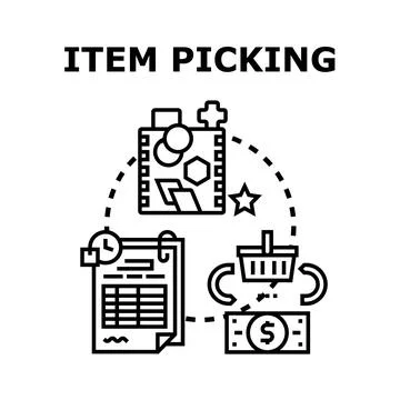 Item picking process for order fulfillment concept Stock Illustration