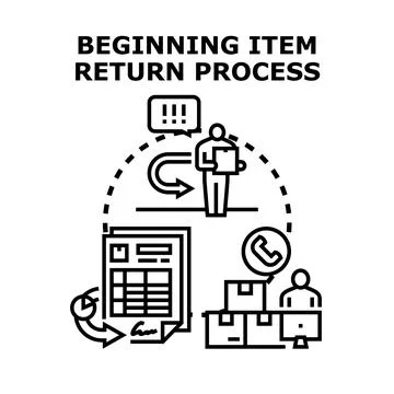 Item return process beginning with customer and delivery Stock Illustration