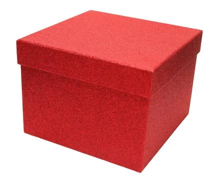 This item is a simple red gift box without any decorations. It is placed on.. Stock Photos
