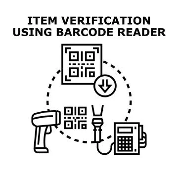 Item verification using barcode reader digital technology 스톡 일러스트