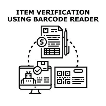 Item verification using barcode reader digital technology 스톡 일러스트