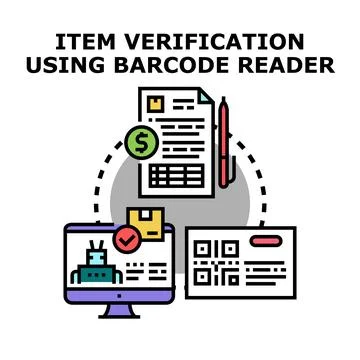 Item verification using barcode reader digital technology Stock Illustration
