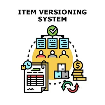 Item versioning system managing product development evolution Stockillustratie