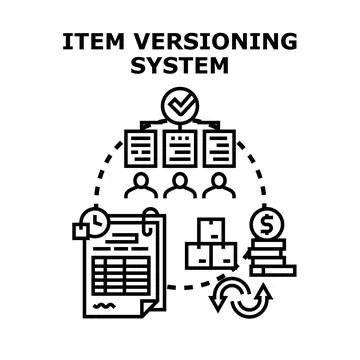 Item versioning system managing product development evolution Ilustração Stock