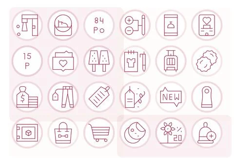Item Visual Pack containing 24 Thin Line Pixel Aligned Vector Icons Stock-Illustration
