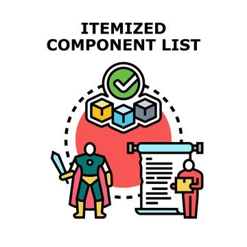 Itemized component list management and delivery Stock Illustration