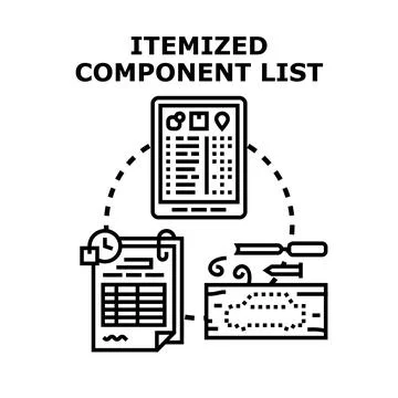 Itemized component list for production and inventory Stock Illustration