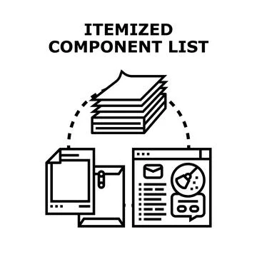 Itemized component list for project management Stock Illustration