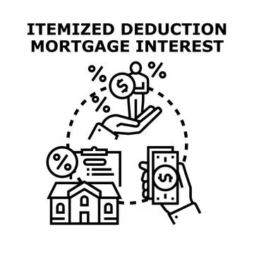 Itemized deduction mortgage interest calculating taxation concept Stock Illustration