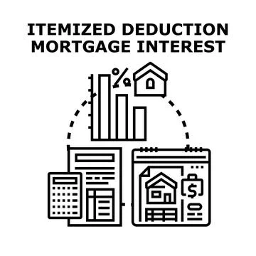 Itemized deduction mortgage interest calculation concept Stock Illustration
