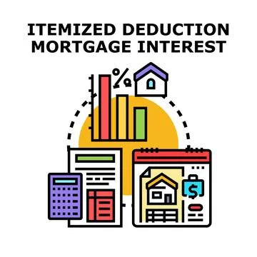 Itemized deduction mortgage interest calculation concept Stock Illustration