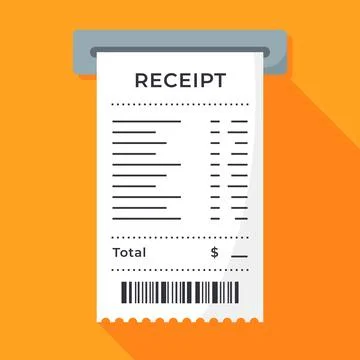 Itemized Hanging Receipt with Long Shadow Stock Illustration