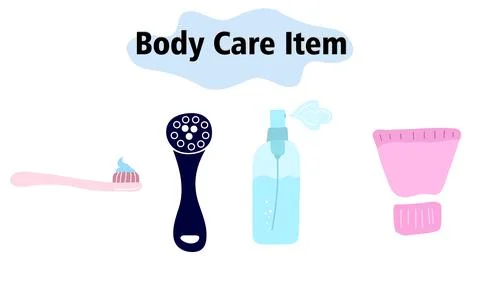 Items and elements for body care. Bathroom items, a toothbrush with toothpaste Stock Illustration