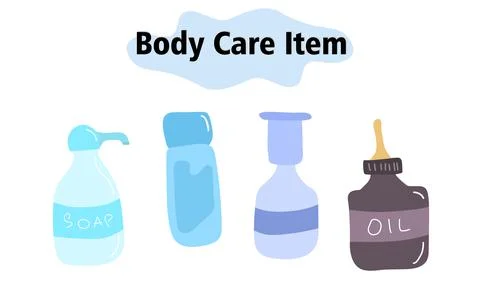 Items and elements for body care. Bathroom items, liquid soap with a dispenser Illustrazione stock