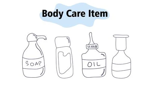 Items and elements for body care. Bathroom items, a toothbrush with toothpaste 스톡 일러스트