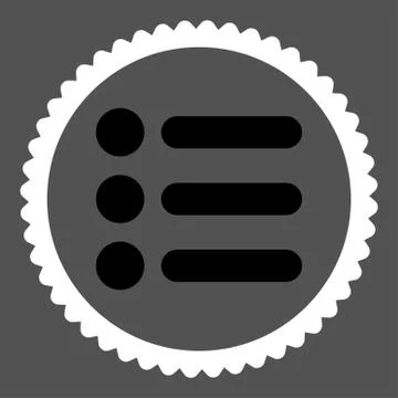 Items flat black and white colors round stamp icon 스톡 일러스트