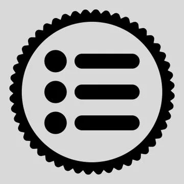 Items flat black color round stamp icon 스톡 일러스트