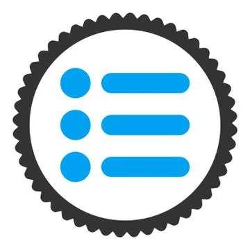 Items flat blue and gray colors round stamp icon 스톡 일러스트