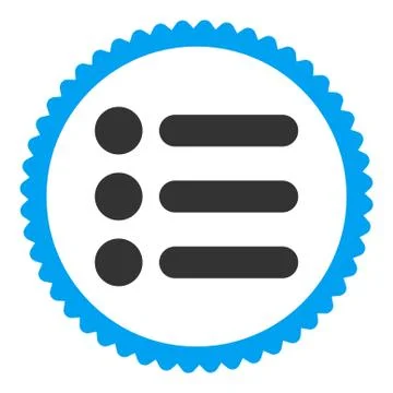 Items flat blue and gray colors round stamp icon 스톡 일러스트
