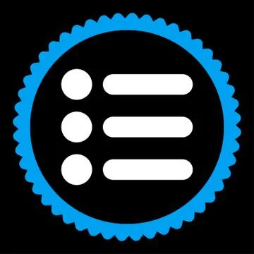 Items flat blue and white colors round stamp icon 스톡 일러스트
