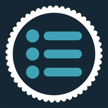 Items flat blue and white colors round stamp icon 스톡 일러스트