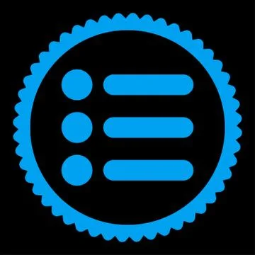 Items flat blue color round stamp icon 스톡 일러스트
