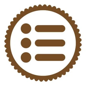 Items flat brown color round stamp icon Stock Illustration