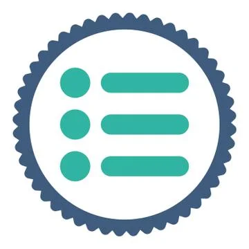 Items flat cobalt and cyan colors round stamp icon 스톡 일러스트