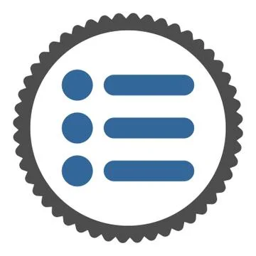 Items flat cobalt and gray colors round stamp icon 스톡 일러스트
