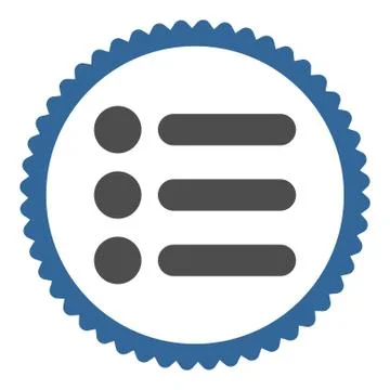 Items flat cobalt and gray colors round stamp icon 스톡 일러스트