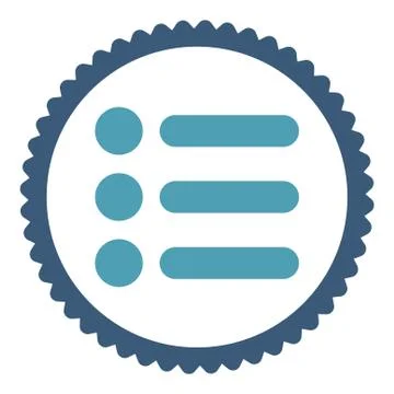 Items flat cyan and blue colors round stamp icon 스톡 일러스트
