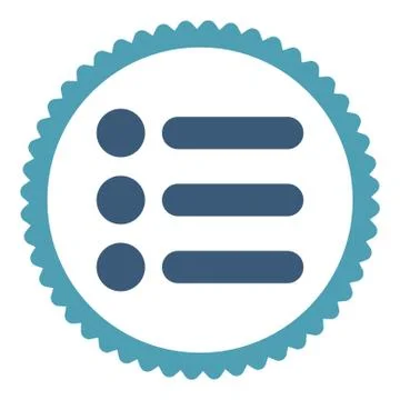 Items flat cyan and blue colors round stamp icon イラスト素材