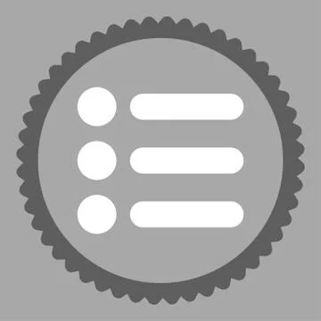 Items flat dark gray and white colors round stamp icon Stock Illustration