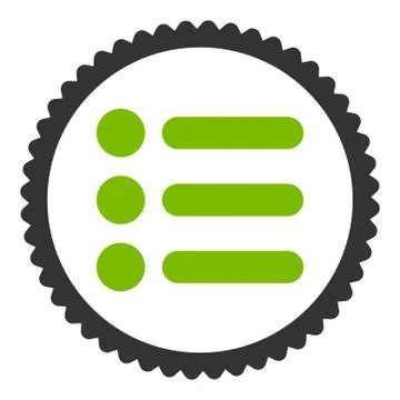 Items flat eco green and gray colors round stamp icon 스톡 일러스트