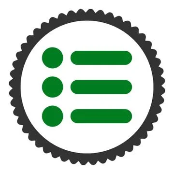 Items flat green and gray colors round stamp icon イラスト素材