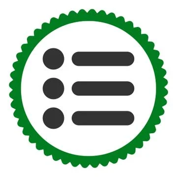 Items flat green and gray colors round stamp icon 스톡 일러스트