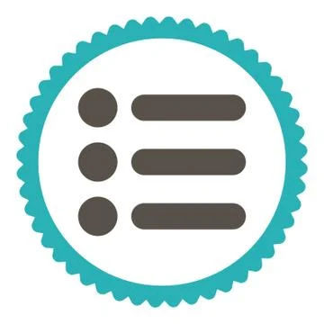 Items flat grey and cyan colors round stamp icon 스톡 일러스트