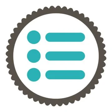 Items flat grey and cyan colors round stamp icon 스톡 일러스트