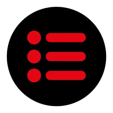 Items flat intensive red and black colors round button Stock Illustration