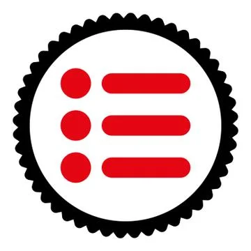 Items flat intensive red and black colors round stamp icon Stock Illustration