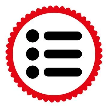 Items flat intensive red and black colors round stamp icon 스톡 일러스트