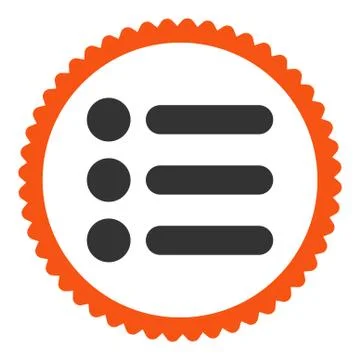 Items flat orange and gray colors round stamp icon 스톡 일러스트