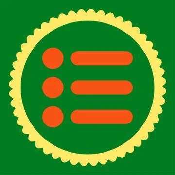 Items flat orange and yellow colors round stamp icon 스톡 일러스트