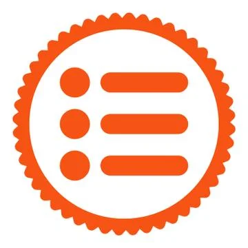 Items flat orange color round stamp icon イラスト素材