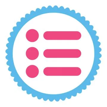 Items flat pink and blue colors round stamp icon 스톡 일러스트
